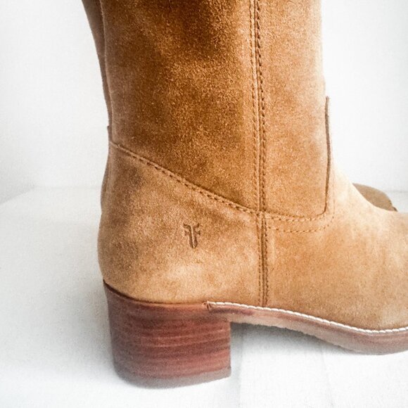 Frye Camryn Tall Pull On Unlined Suede Boots Dune Brown 10 - Picture 7 of 7